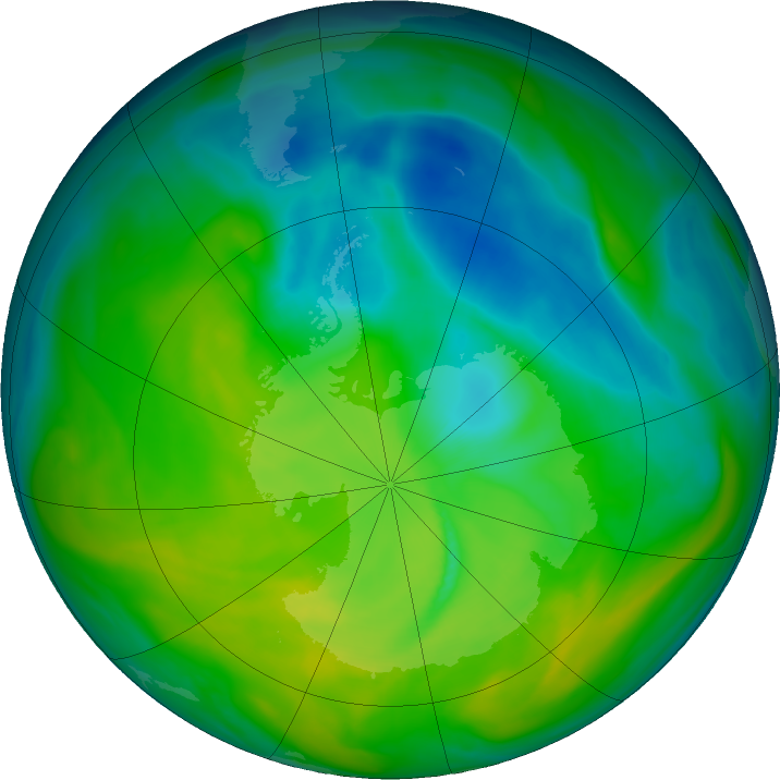 Antarctic ozone map for 22 November 2016